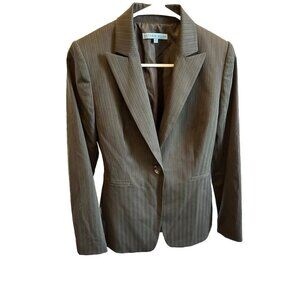Antonio Melani Blazer‎ Jacket Women 0 Brown Gold Pinstripe Party Career Workwear